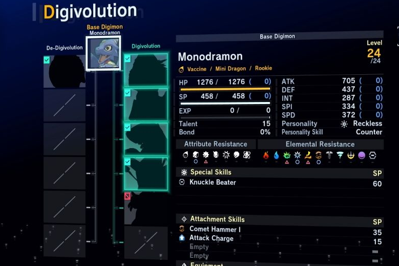Digivolve stats in Digimon Story Time Stranger